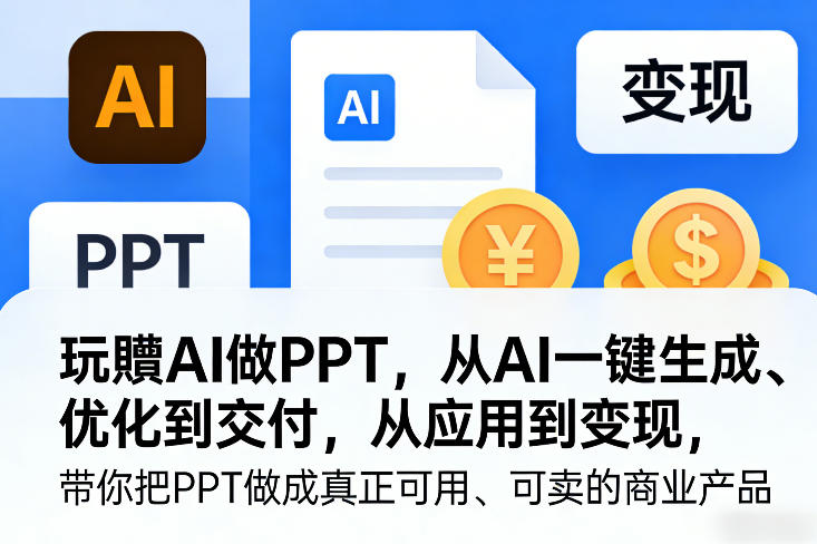 玩賺AI做PPT，从AI一键生成、优化到交付，从应用到变现，带你把PPT做成真正可用、可卖的商业产品-优创项目网
