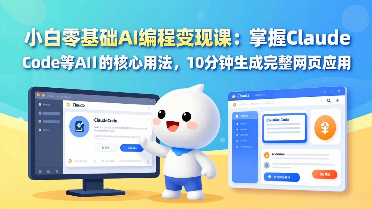 小白零基础AI编程变现课：掌握Claude Code等AI工具的核心用法，10分钟生成完整网页应用-优创项目网