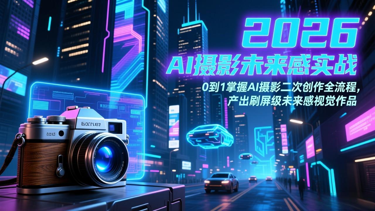 2026 AI摄影未来感实战：0到1掌握AI摄影二次创作全流程，产出刷屏级未来感视觉作品-优创项目网