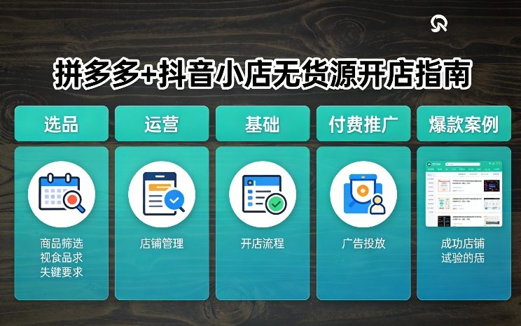 拼多多+抖音小店无货源开店，包括：选品、运营、基础、付费推广、爆款案例等(更新26年3月)-优创项目网