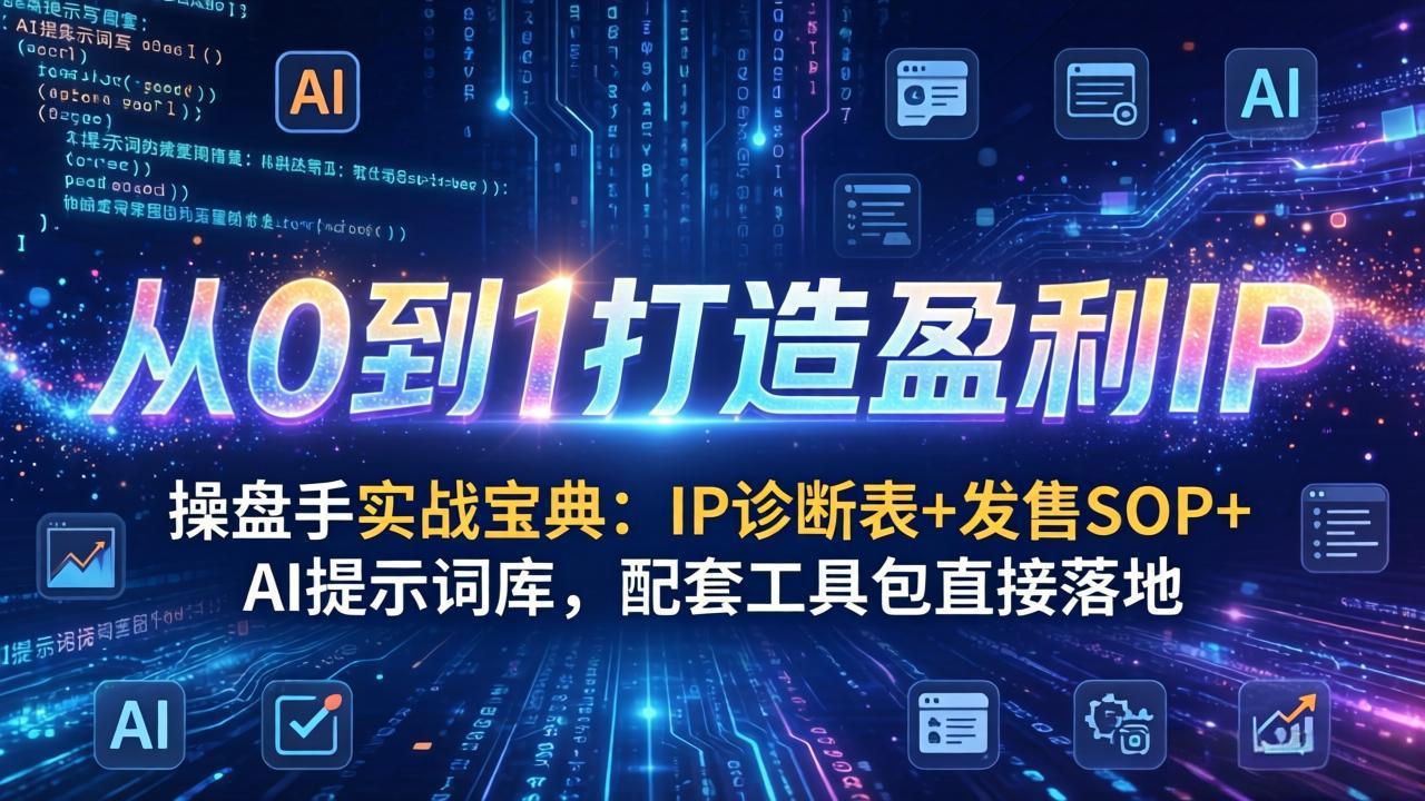 操盘手实战宝典：IP诊断表+发售SOP+AI提示词库，配套工具包直接落地，从0到1打造盈利IP-优创项目网