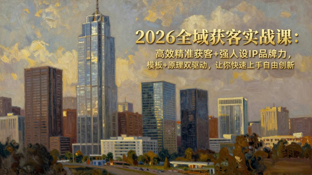 2026全域获客实战课：高效精准获客+强人设IP品牌力，模板+原理双驱动，让你快速上手自由创新-优创项目网