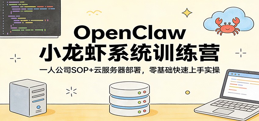 OpenClaw小龙虾系统训练营：一人公司SOP，云服务器部署，零基础快速上手实操-优创项目网
