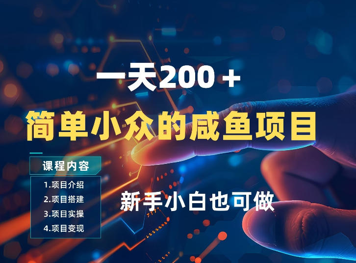 一天收入2张，一个简单小众的咸鱼项目，0门槛小白也能做-优创项目网