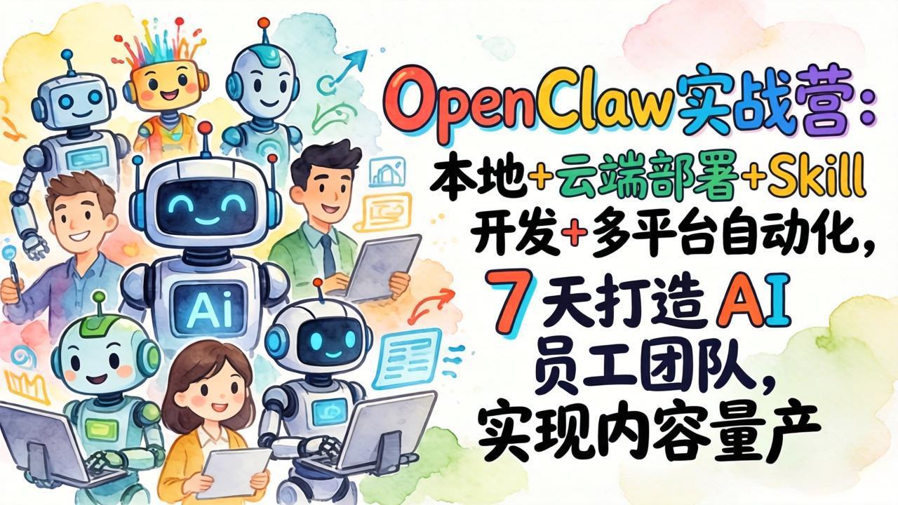 OpenClaw实战营：本地+云端部署+Skill开发+多平台自动化，7 天打造 AI 员工团队，实现内容量产-优创项目网