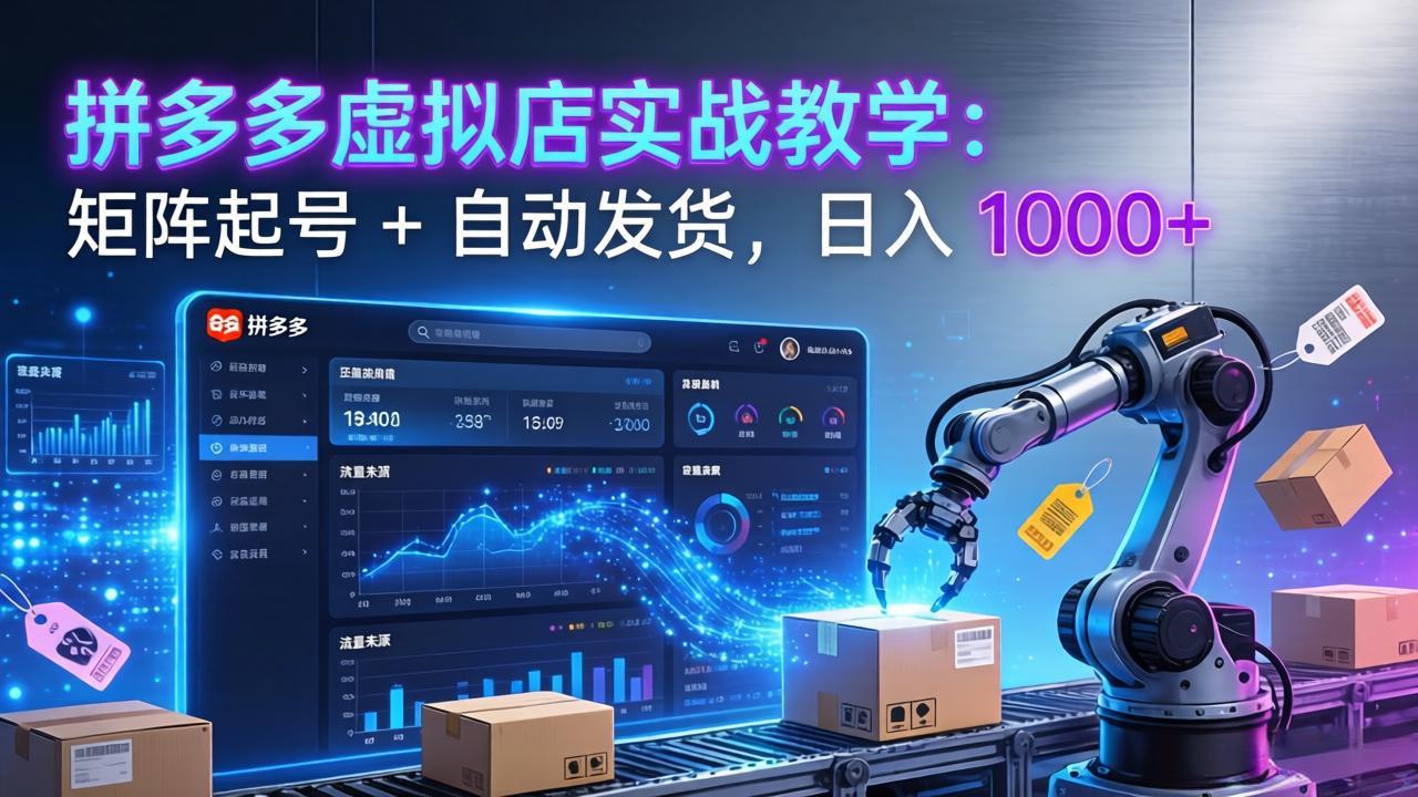 拼多多虚拟店实战教学：矩阵起号 + 自动发货，日入 1000+-优创项目网