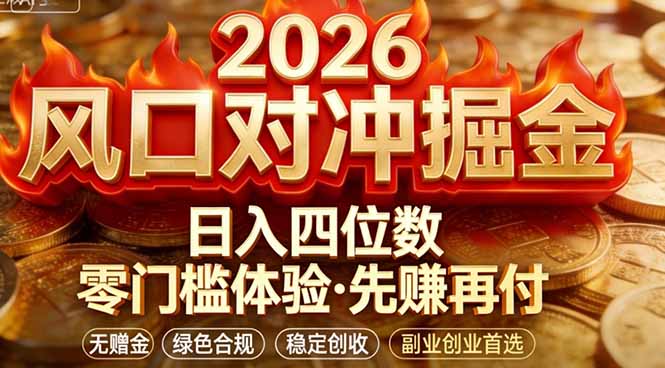 2026美金对冲套利，无赠金对冲策略保驾护航，低门槛易上手实操。单人单日收益2000+-优创项目网