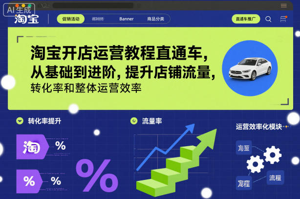 淘宝开店运营教程直通车，从基础到进阶，提升店铺流量，转化率和整体运营效率(更新26年3月)-优创项目网