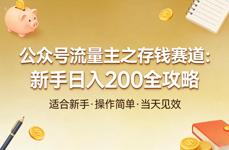 公众号流量主之存钱赛道，贴合当下需求，适合新手，一天收益2张-优创项目网