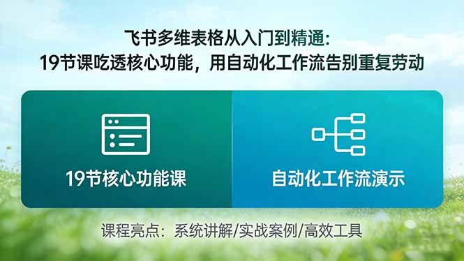 飞书多维表格从入门到精通：19节课吃透核心功能，用自动化工作流告别重复劳动-优创项目网