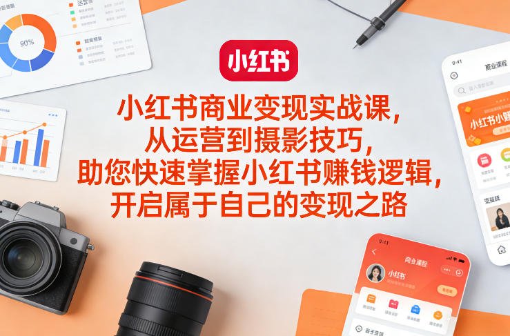 小红书商业变现实战课，从运营到摄影技巧，助您快速掌握小红书賺钱逻辑，开启属于自己的变现之路-优创项目网