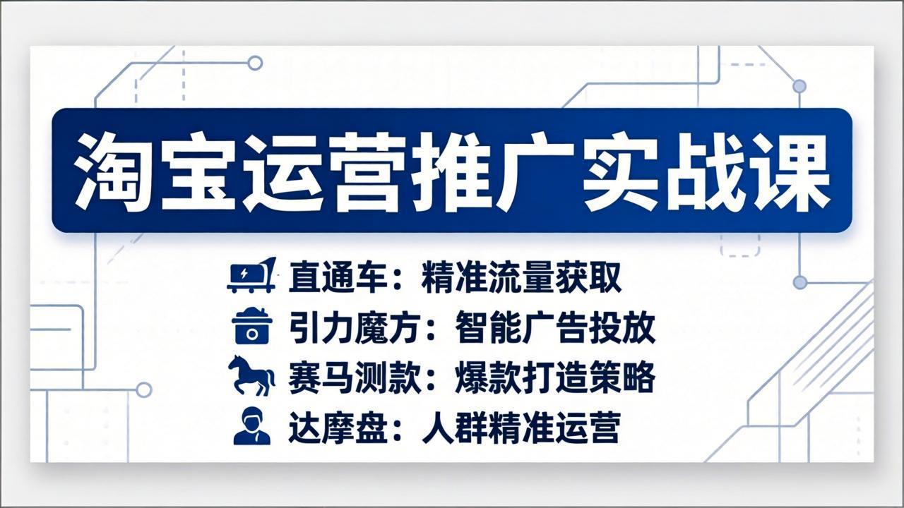 淘宝运营推广实战课，直通车+引力魔方+赛马测款+达摩盘人群推广等(更新26年3月-优创项目网
