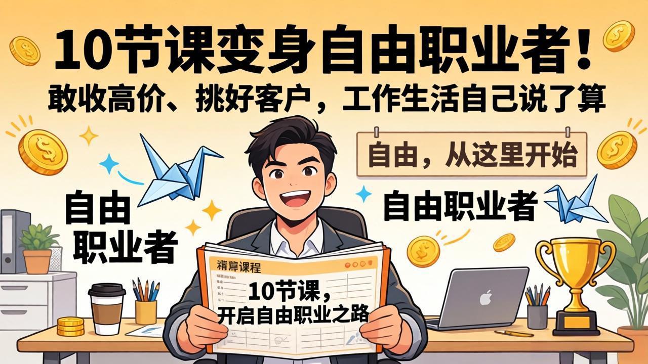 10 节课变身自由职业者！敢收高价、挑好客户，工作生活自己说了算-优创项目网