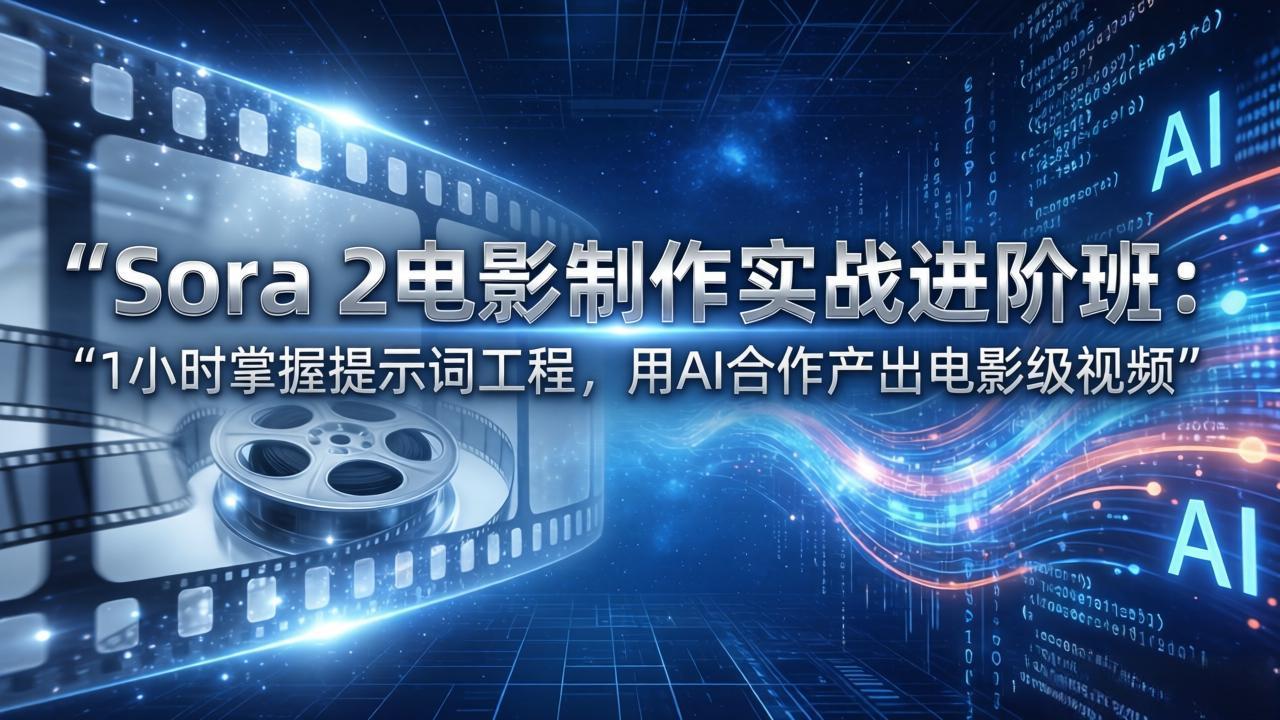 Sora 2电影制作实战进阶班：1小时掌握提示词工程，用AI合作产出电影级视频-优创项目网