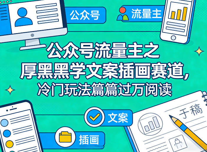 公众号流量主之厚黑学文案插画赛道，冷门玩法篇篇过万阅读-优创项目网