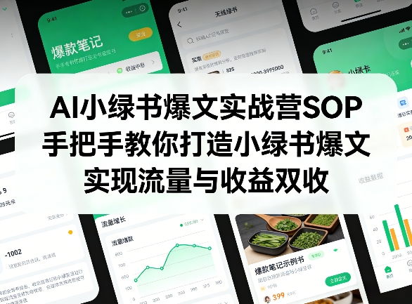 AI小绿书爆文实战营SOP，手把手教你打造小绿书爆文，实现流量与收益双收-优创项目网