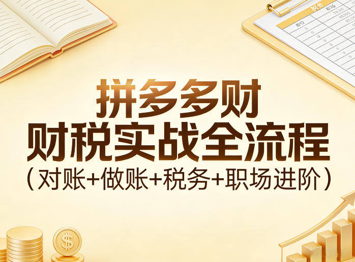 拼多多财税实战全流程(对账+做账+税务+职场进阶)-优创项目网