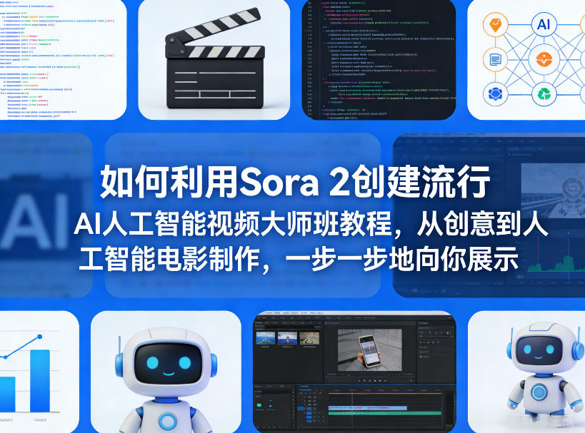 如何利用Sora 2创建流行AI人工智能视频大师班教程，从创意到人工智能电影制作，一步一步地向你展示-优创项目网