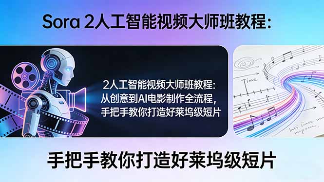 Sora 2人工智能视频大师班教程：从创意到AI电影制作全流程，手把手教你打造好莱坞级短片-优创项目网