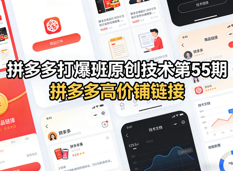 拼多多打爆班原创技术第55期，拼多多高价铺链接-优创项目网