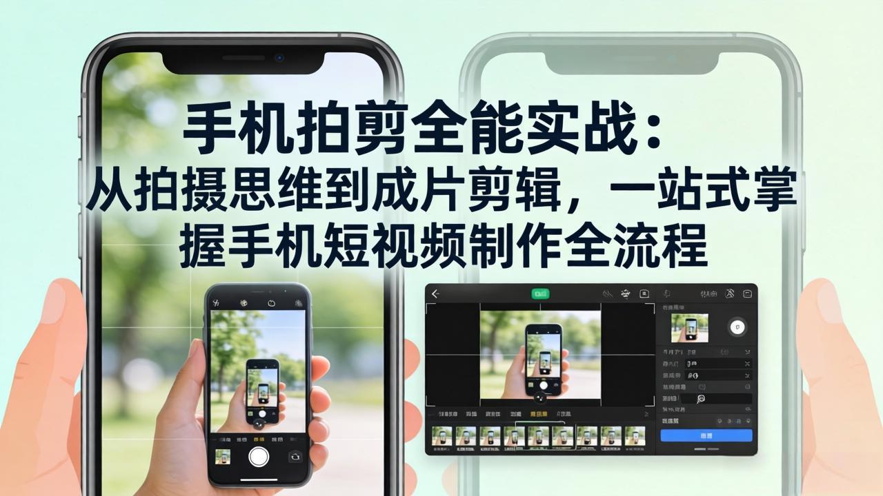 手机拍剪全能实战：从拍摄思维到成片剪辑，一站式掌握手机短视频制作全流程-优创项目网