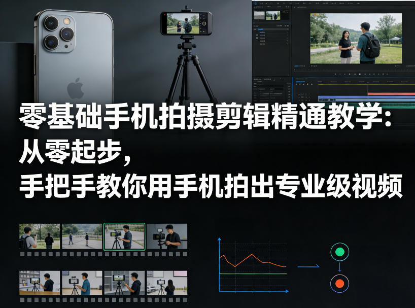 零基础手机拍摄剪辑精通教学：从零起步，手把手教你用手机拍出专业级视频-优创项目网