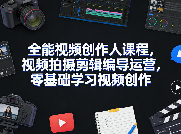 全能视频创作人课程，视频拍摄剪辑编导运营，零基础学习视频创作(更新2026年3月)-优创项目网