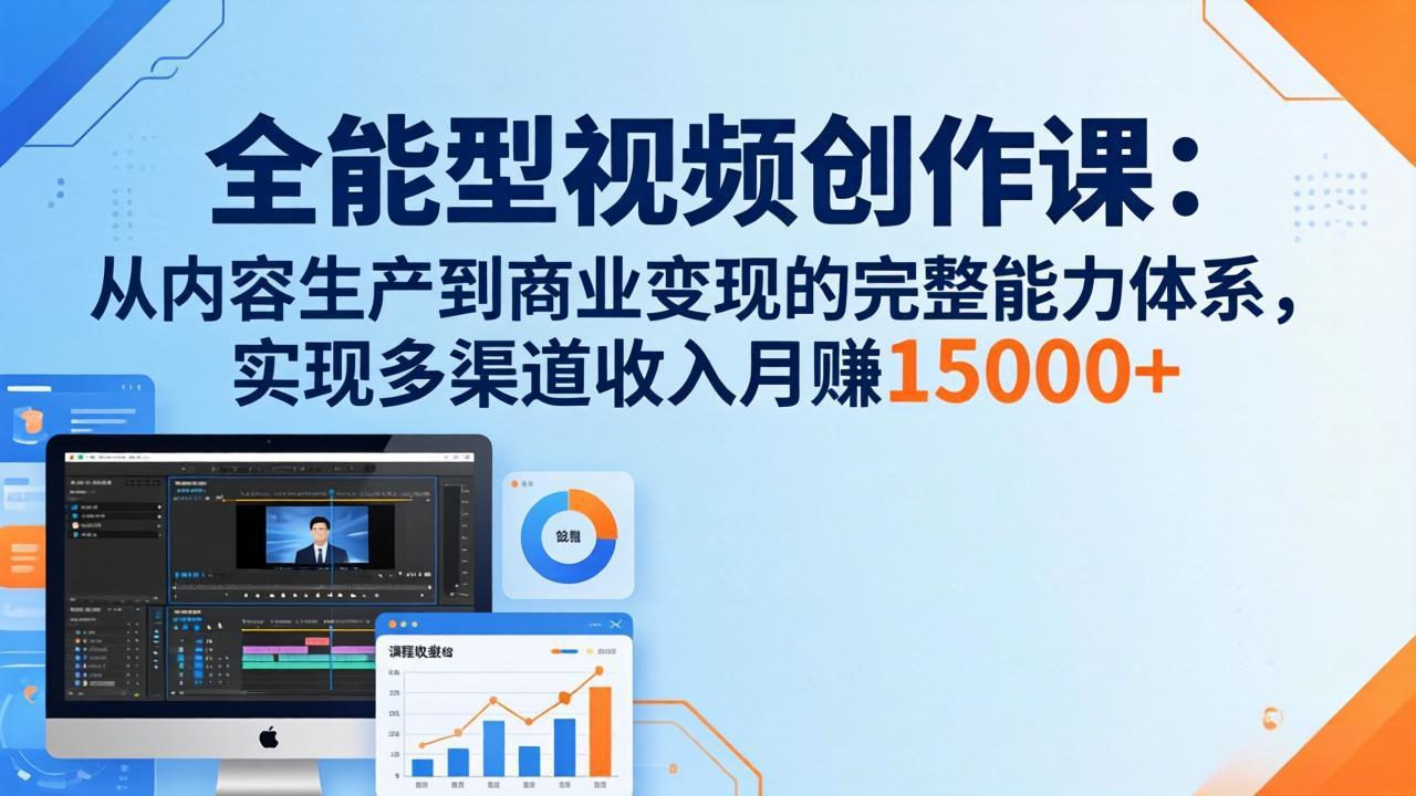 全能型视频创作课-26年3月更新：从内容生产到商业变现的完整能力体系，多渠道收入月赚15000+-优创项目网