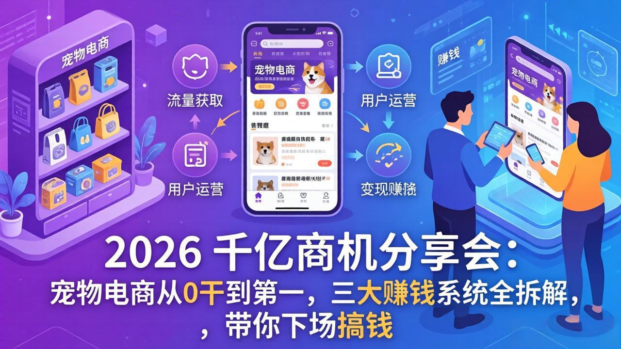 2026 千亿商机分享会：宠物电商从0干到第一，三大赚钱系统全拆解，带你下场搞钱-优创项目网