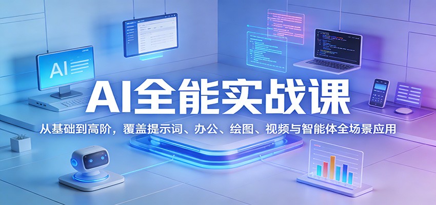 AI全能实战课：从基础到高阶，覆盖提示词、办公、绘图、视频与智能体全场景应用-优创项目网