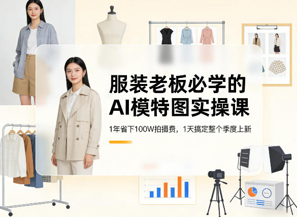 服装老板必学的AI模特图实操课，1年省下100W拍摄费，1天搞定整个季度上新-优创项目网