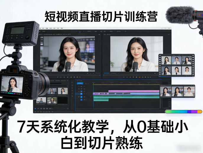 短视频直播切片训练营，7天系统化教学，从0基础小白到切片熟练-优创项目网