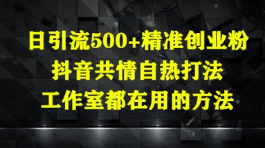 日引流500+精准创业粉，抖音共情自热打法，工作室都在用的方法-优创项目网