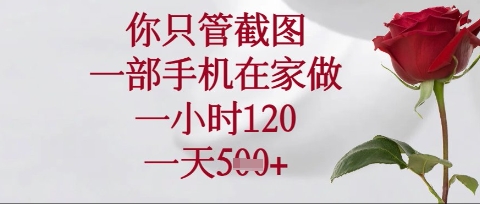 你只管截图，一部手机在家操作，一小时120.一天5张【揭秘】-优创项目网