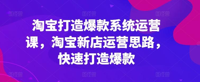 淘宝打造爆款系统运营课，淘宝新店运营思路，快速打造爆款-优创项目网