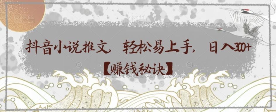 抖音小说推文，轻松易上手，日入300+【赚钱秘诀】-优创项目网