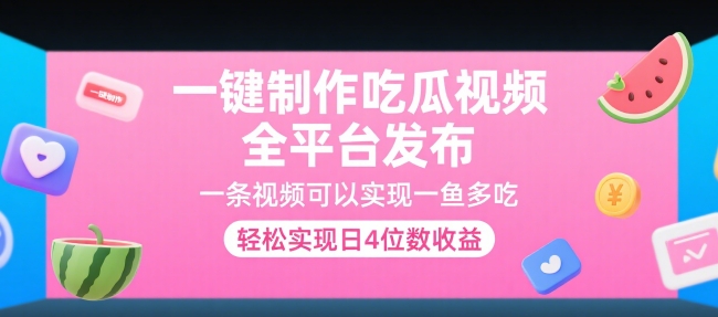 一键制作吃瓜视频，全平台发布，一条视频可以实现一鱼多吃，轻松实现日4位数收益【揭秘】-优创项目网