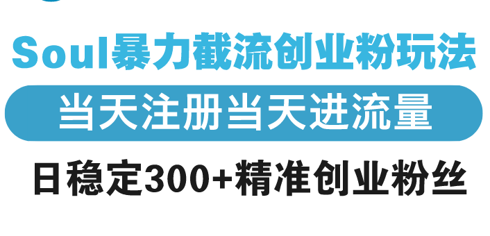 Soul暴力截流创业粉玩法，当天注册当天进流量，日稳定300+精准创业粉丝-优创项目网