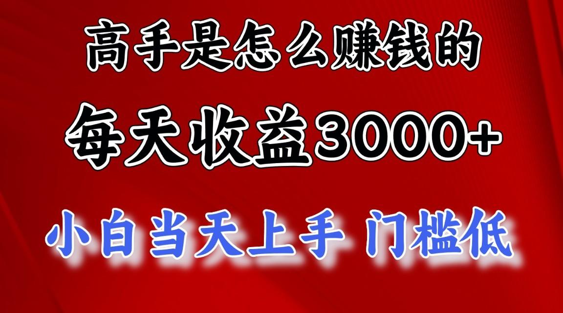 高手是怎么赚钱的，一天收益3000+，闷声发财项目，不是一般人能看懂的-优创项目网
