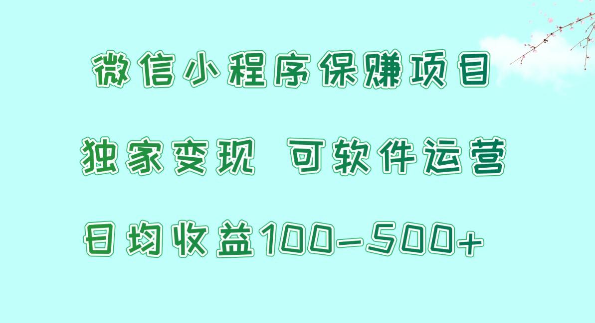 微信小程序保赚项目，日均收益100~500+，独家变现，可软件运营-优创项目网