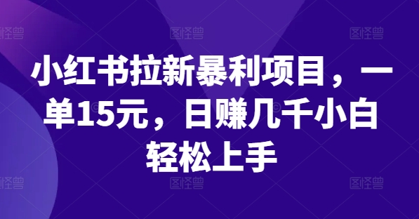 小红书拉新暴利项目，一单15元，日赚几千小白轻松上手【揭秘】-优创项目网