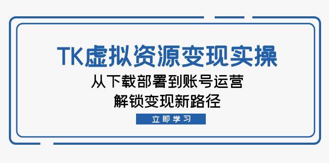 TK虚拟资料变现实操：从下载部署到账号运营，解锁变现新路径-优创项目网