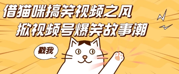 借猫咪搞笑视频之风，掀视频号爆笑故事潮，轻松日入四位数，无门槛快速入门!-优创项目网