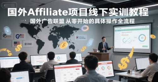 国外Affiliate项目线下实训教程，国外广告联盟从零开始的具体操作全流程-优创项目网