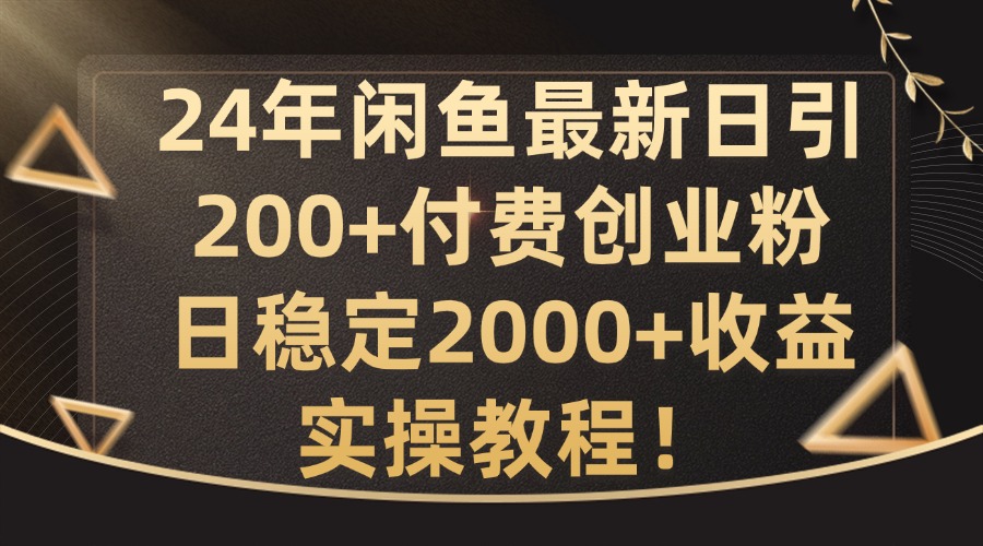 24年闲鱼最新日引200+付费创业粉日稳2000+收益，实操教程【揭秘】-优创项目网