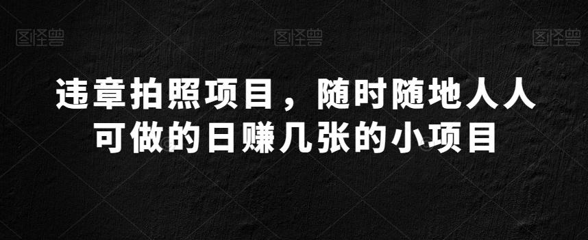 违章拍照项目，随时随地人人可做的日赚几张的小项目-优创项目网