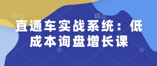 直通车实战系统：低成本询盘增长课，让个人通过技能实现升职加薪，让企业低成本获客，订单源源不断-优创项目网