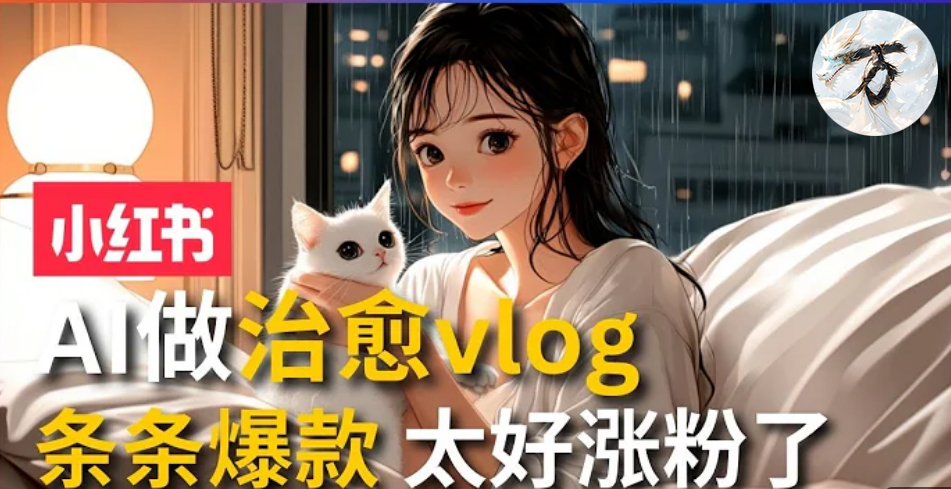 AI治愈系vlog动画视频，小红书1个月轻松涨粉破万，商单报价1500+日入2000+-优创项目网