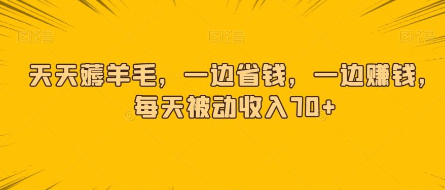 天天薅羊毛，一边省钱，一边赚钱，每天被动收入70+-优创项目网