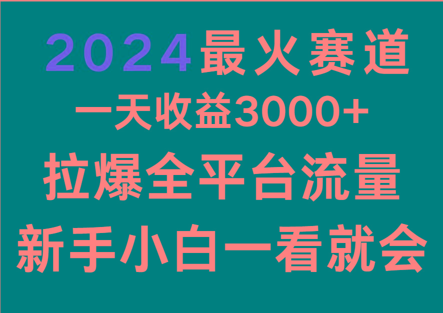 2024最火赛道，一天收一3000+.拉爆全平台流量，新手小白一看就会-优创项目网